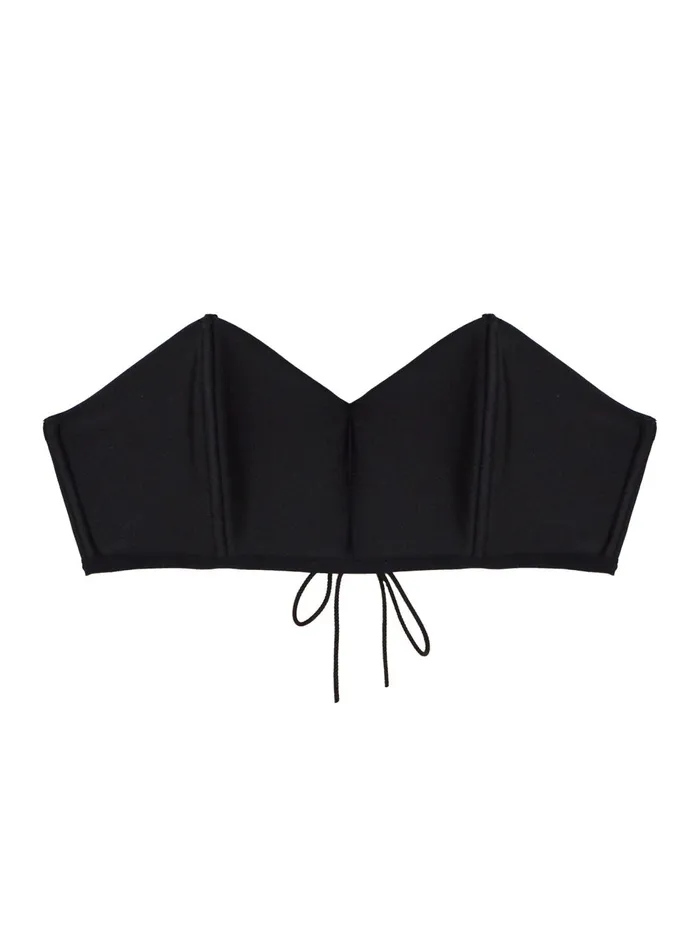 Fleur Du Mal Bikinis Women Lacing Back Bandeau Black Fleur Du Mal Bikinis Women Lacing Back Bandeau Black