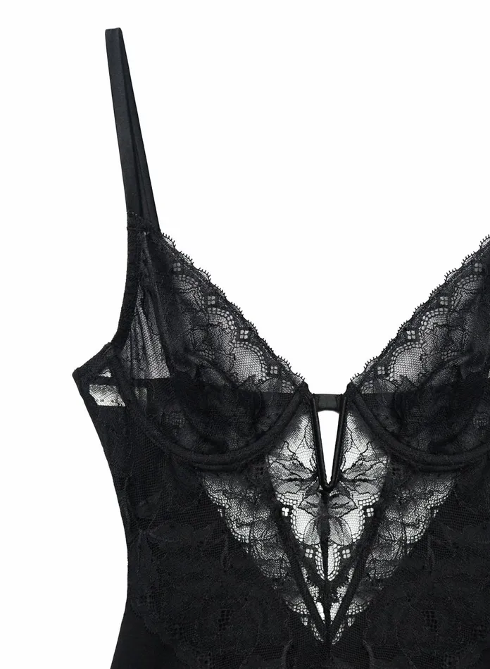 Fleur Du Mal Bodysuits Women Gardenia Lace Bodysuit Black Fleur Du Mal Bodysuits Women Gardenia Lace Bodysuit Black