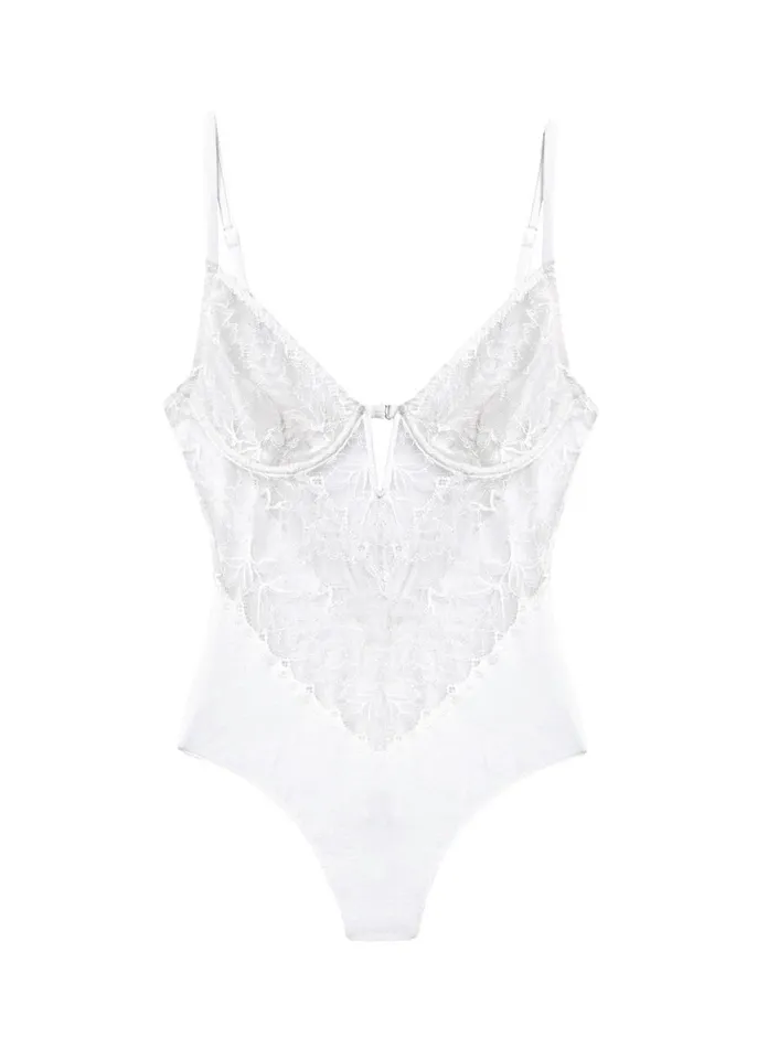 Fleur Du Mal Bodysuits Women Gardenia Lace Bodysuit Creme Fleur Du Mal Bodysuits Women Gardenia Lace Bodysuit Creme