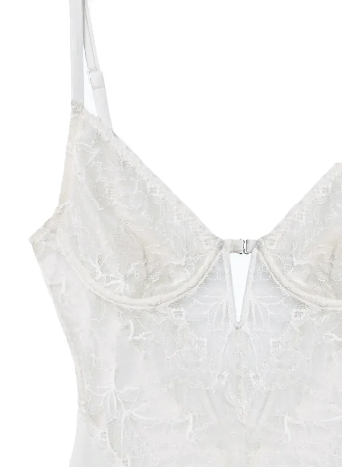 Fleur Du Mal Bodysuits Women Gardenia Lace Bodysuit Creme Fleur Du Mal Bodysuits Women Gardenia Lace Bodysuit Creme