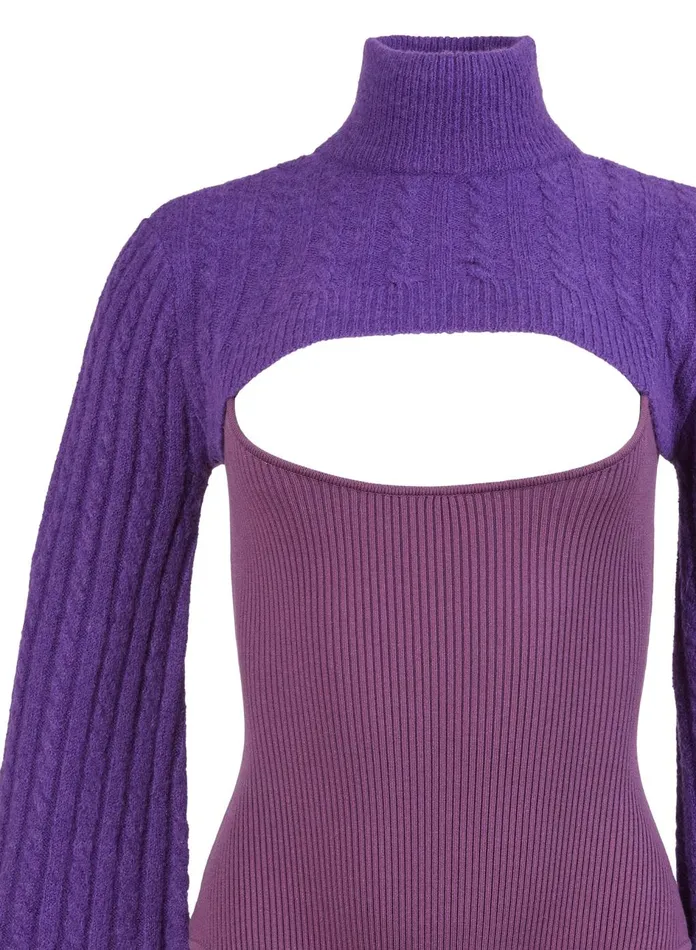 Fleur Du Mal Bodysuits Women Knit Cutout Front Bodysuit Ultra Violet