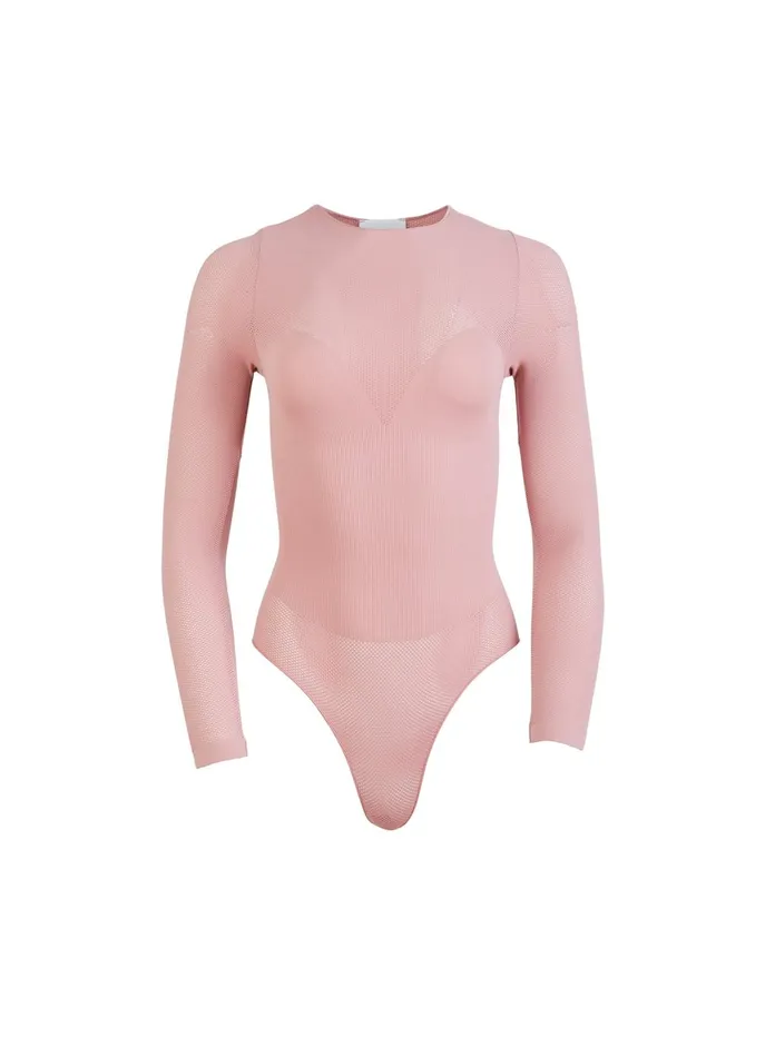 Fleur Du Mal Bodysuits Women Le Body Long Sleeve Control Bodysuit Rose Pink