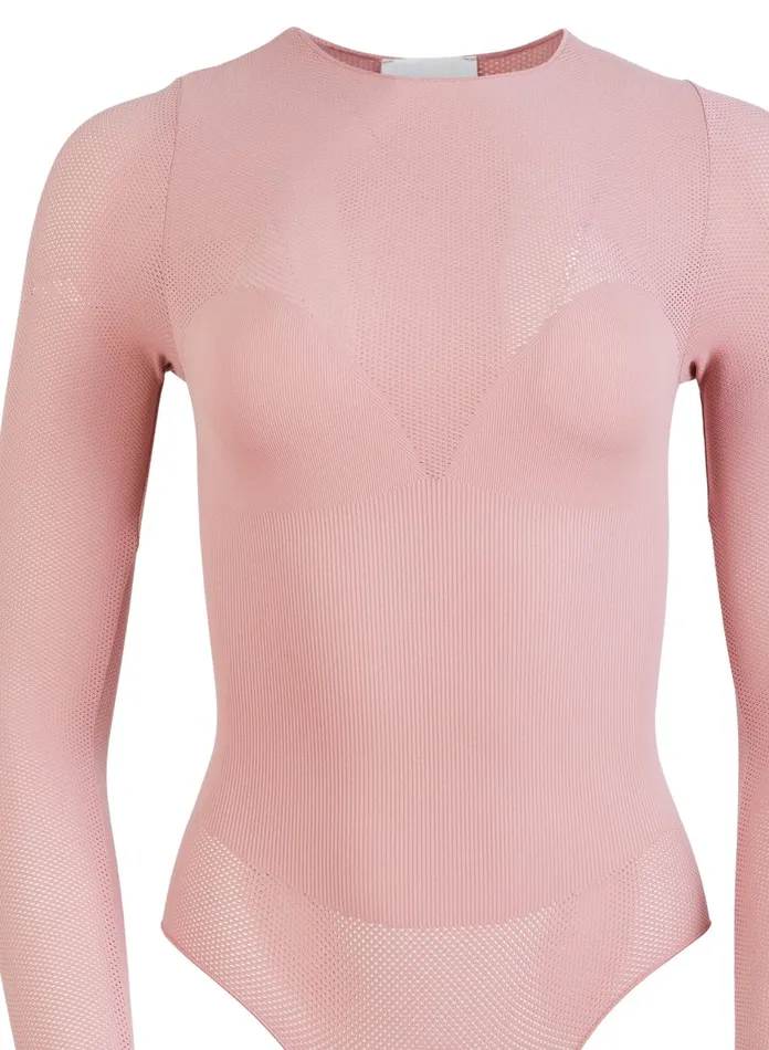 Fleur Du Mal Bodysuits Women Le Body Long Sleeve Control Bodysuit Rose Pink