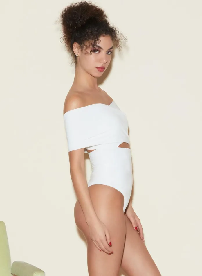 Fleur Du Mal Bodysuits Women Wrap Front Bodysuit Ivory
