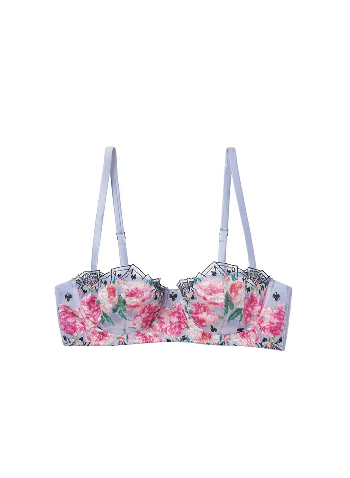 Fleur Du Mal Bras Women Card Embroidery Balconette Bra Pastel Sky Fleur Du Mal Bras Women Card Embroidery Balconette Bra Pastel Sky