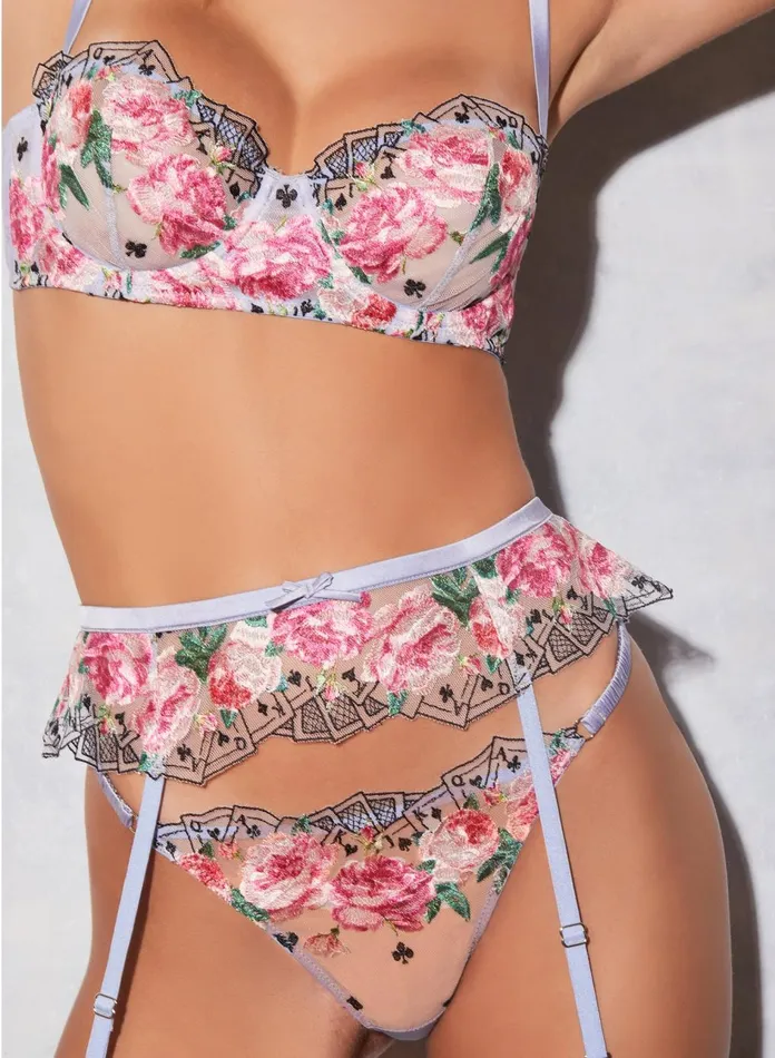 Fleur Du Mal Bras Women Card Embroidery Balconette Bra Pastel Sky Fleur Du Mal Bras Women Card Embroidery Balconette Bra Pastel Sky