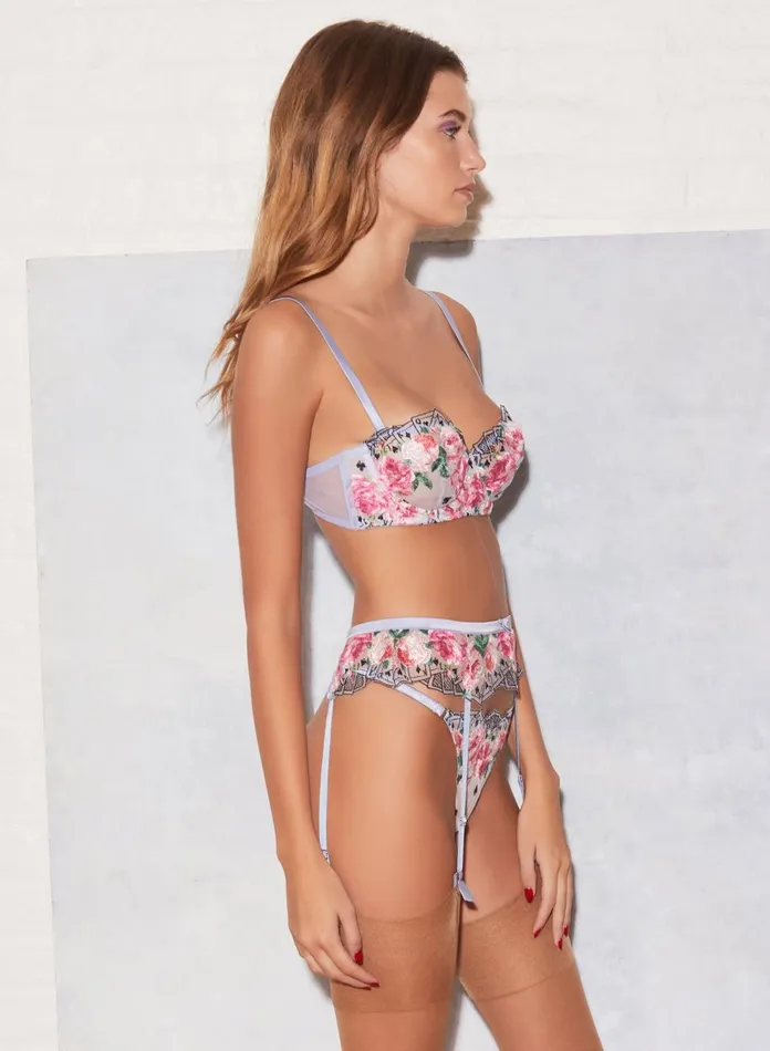 Fleur Du Mal Bras Women Card Embroidery Balconette Bra Pastel Sky Fleur Du Mal Bras Women Card Embroidery Balconette Bra Pastel Sky