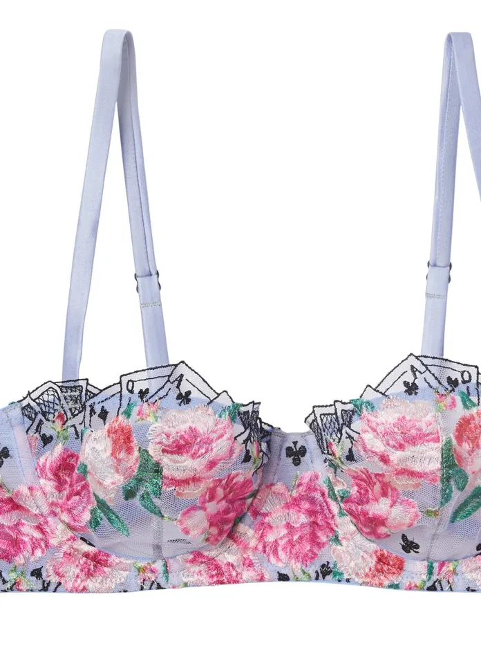 Fleur Du Mal Bras Women Card Embroidery Balconette Bra Pastel Sky Fleur Du Mal Bras Women Card Embroidery Balconette Bra Pastel Sky