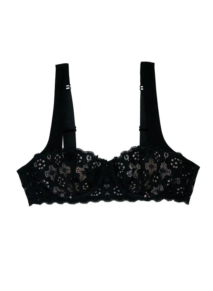 Fleur Du Mal Bras Women Crochet Lace Balconette Bra Black Fleur Du Mal Bras Women Crochet Lace Balconette Bra Black