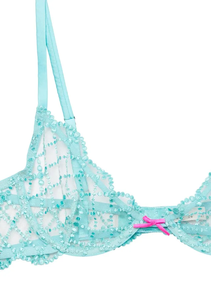 Fleur Du Mal Bras Women Dotty Grid Demi Bra Bright Jade