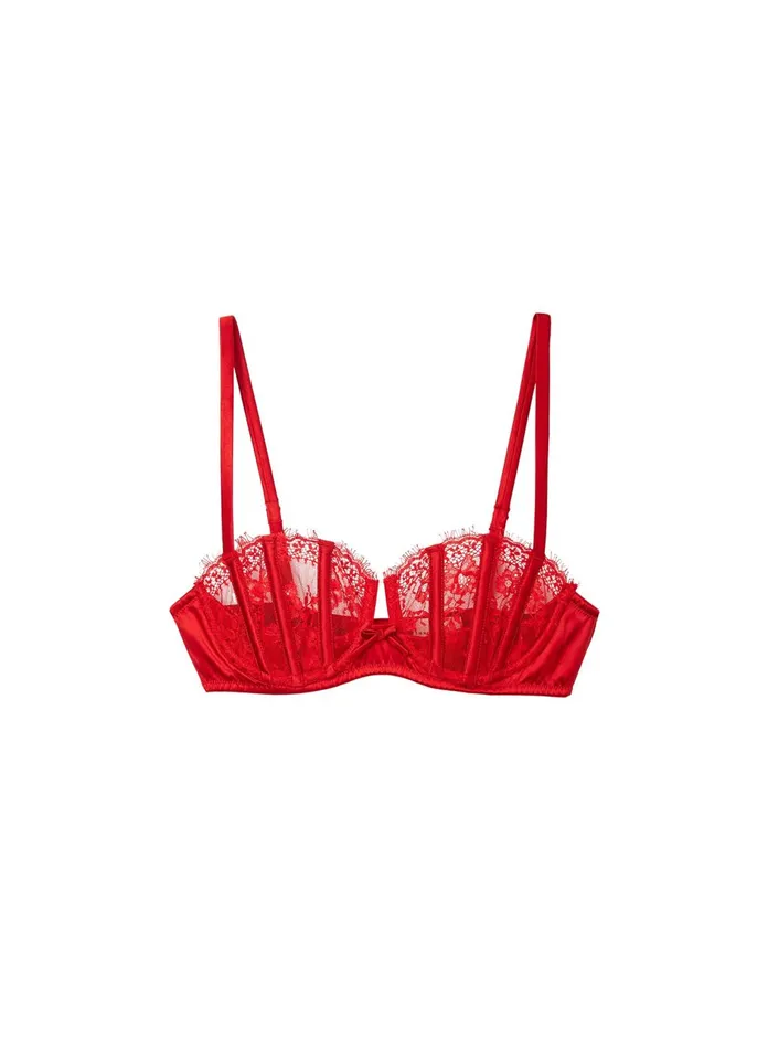 Fleur Du Mal Bras Women Frankie Lace Boned Balconette Bra Rouge Fleur Du Mal Bras Women Frankie Lace Boned Balconette Bra Rouge
