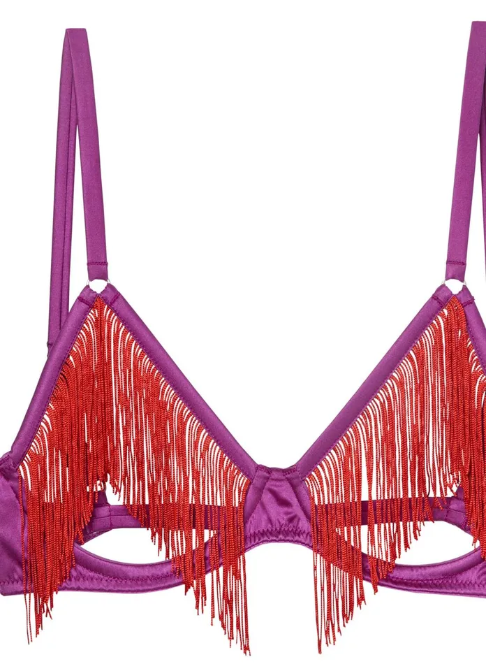 Fleur Du Mal Bras Women Fringe Ouvert Bra Bright Plum Fleur Du Mal Bras Women Fringe Ouvert Bra Bright Plum