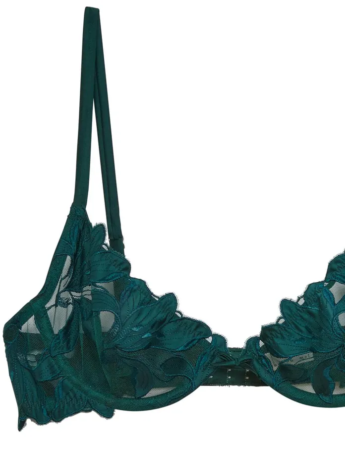 Fleur Du Mal Bras Women Fuller Cup Lily Embroidery Plunge Demi Bra Evergreen Fleur Du Mal Bras Women Fuller Cup Lily Embroidery Plunge Demi Bra Evergreen