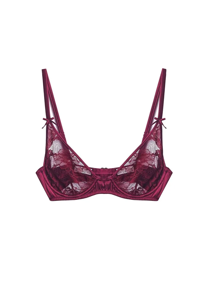 Fleur Du Mal Bras Women Fuller Cup Magnolia Lace Unlined Demi Bra Mulberry
