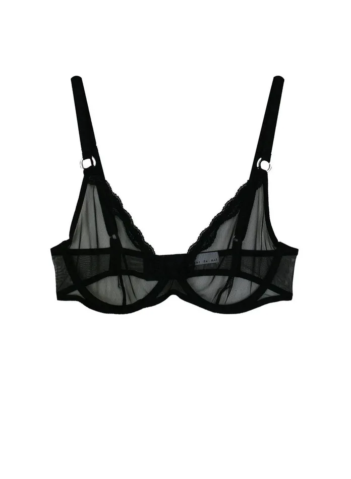 Fleur Du Mal Bras Women Fuller Cup Sheer Tulle Demi Bra Black