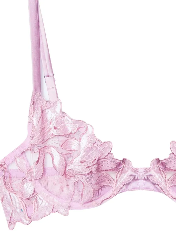 Fleur Du Mal Bras Women Fuller Cup Velvet Lily Embroidery Plunge Demi Bra Pink Lavender Fleur Du Mal Bras Women Fuller Cup Velvet Lily Embroidery Plunge Demi Bra Pink Lavender