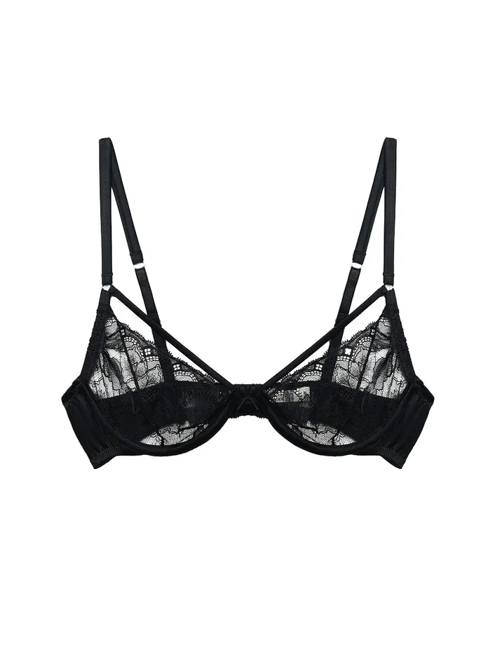Fleur Du Mal Bras Women Gardenia Lace Demi Bra Black Fleur Du Mal Bras Women Gardenia Lace Demi Bra Black