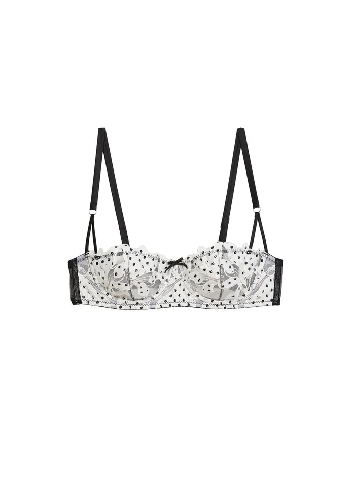 Fleur Du Mal Bras Women Lily Embroidery Balconette Bra Ivory Dot Fleur Du Mal Bras Women Lily Embroidery Balconette Bra Ivory Dot