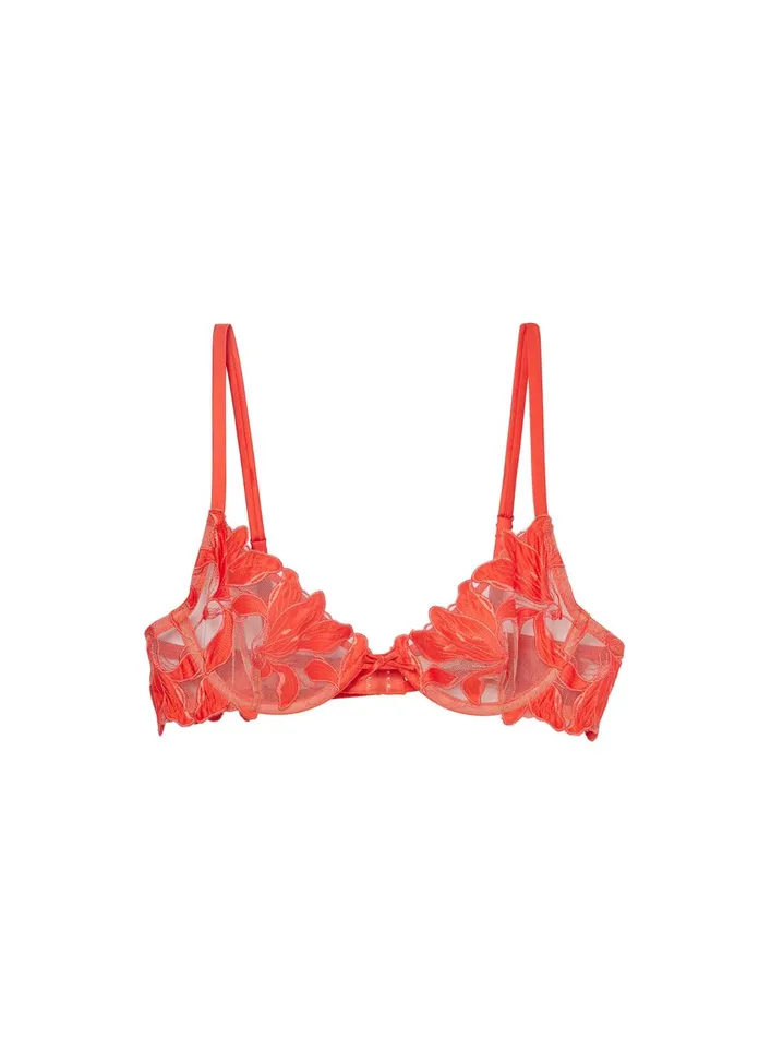 Fleur Du Mal Bras Women Lily Embroidery Plunge Demi Bra Clementine Fleur Du Mal Bras Women Lily Embroidery Plunge Demi Bra Clementine