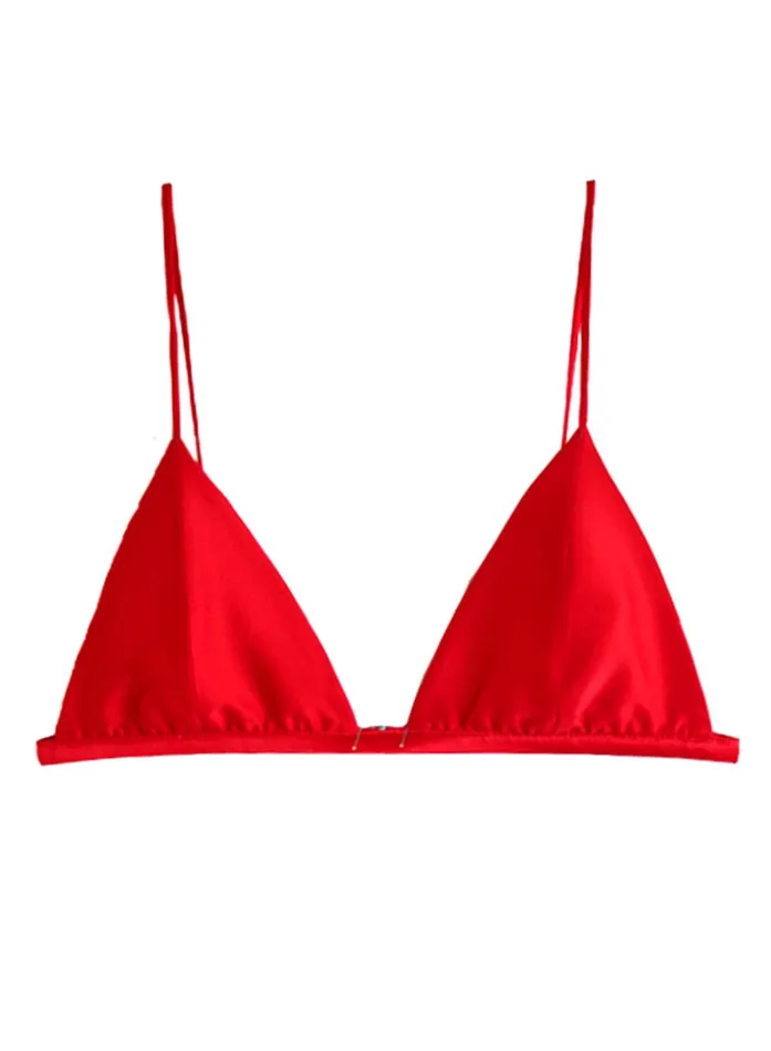 Fleur Du Mal Bras Women Luxe Triangle Bra Rouge Fleur Du Mal Bras Women Luxe Triangle Bra Rouge