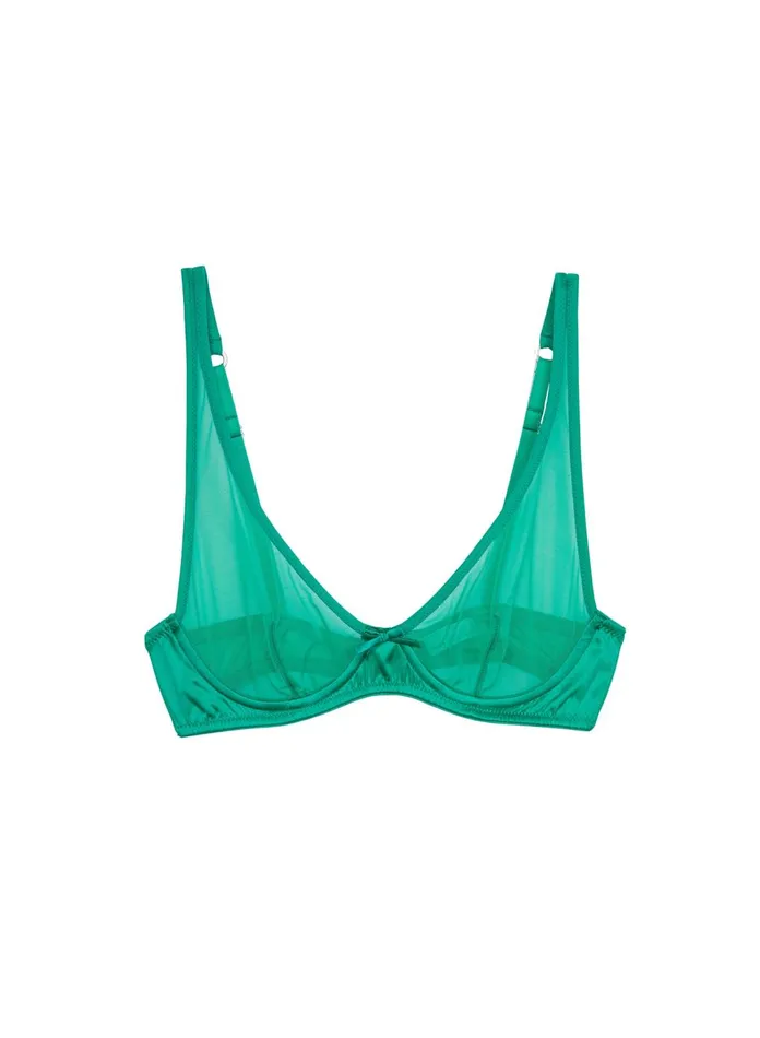 Fleur Du Mal Bras Women Mesh Demi Bra Emerald