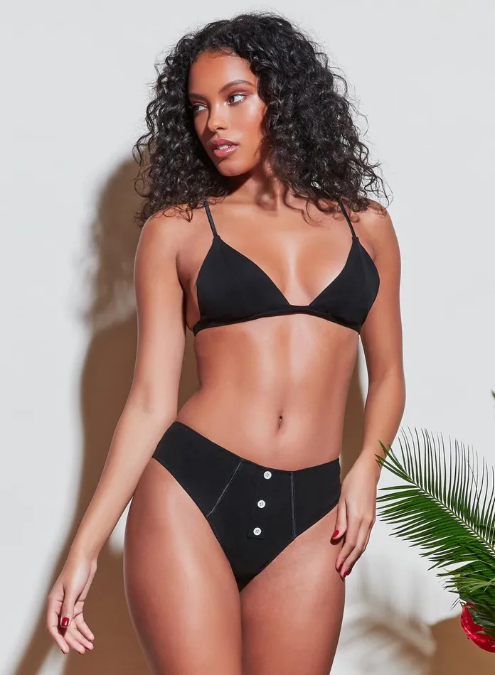 Fleur Du Mal Bras Women Organic Cotton Luxe Triangle Bra Black