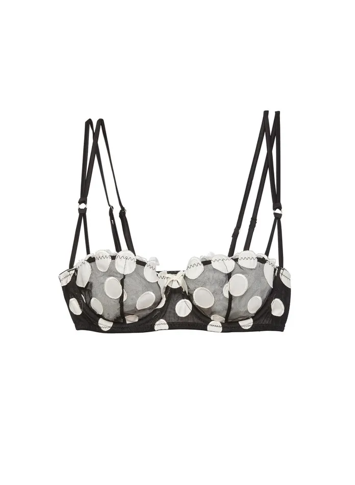 Fleur Du Mal Bras Women Polka Dot Embroidery Balconette Bra Black Fleur Du Mal Bras Women Polka Dot Embroidery Balconette Bra Black