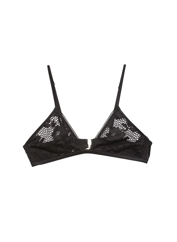 Fleur Du Mal Bras Women Rosalia Lace Triangle Bra Black Fleur Du Mal Bras Women Rosalia Lace Triangle Bra Black