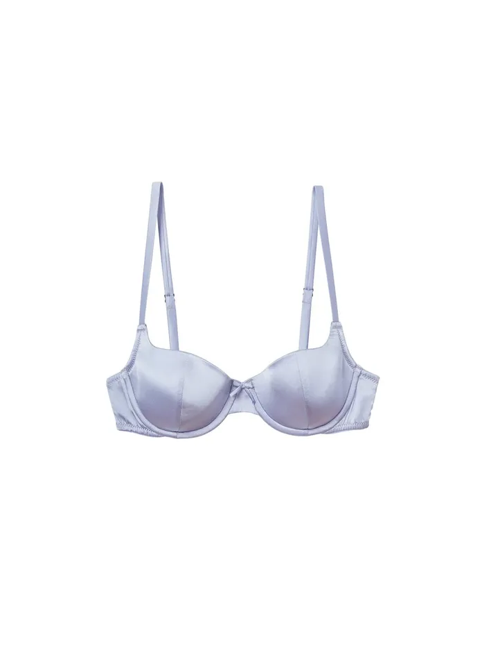 Fleur Du Mal Bras Women Satin Luxe Balconette Bra Pastel Sky