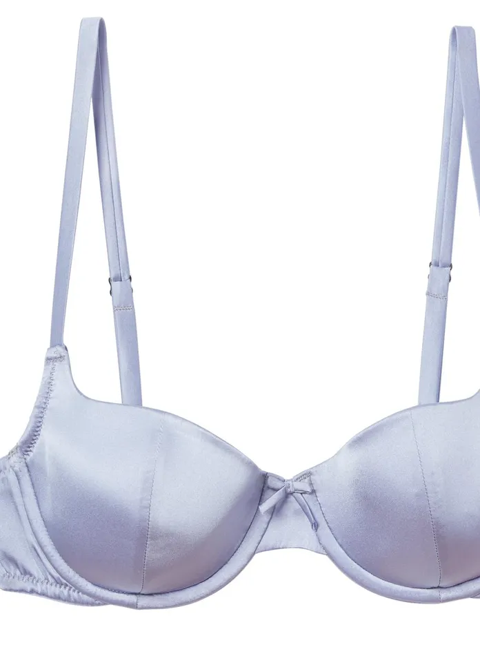Fleur Du Mal Bras Women Satin Luxe Balconette Bra Pastel Sky