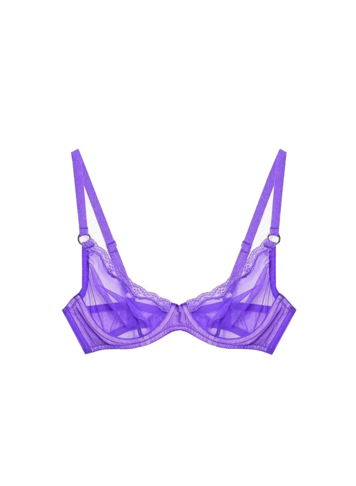 Fleur Du Mal Bras Women Sheer Tulle Demi Bra Pansy