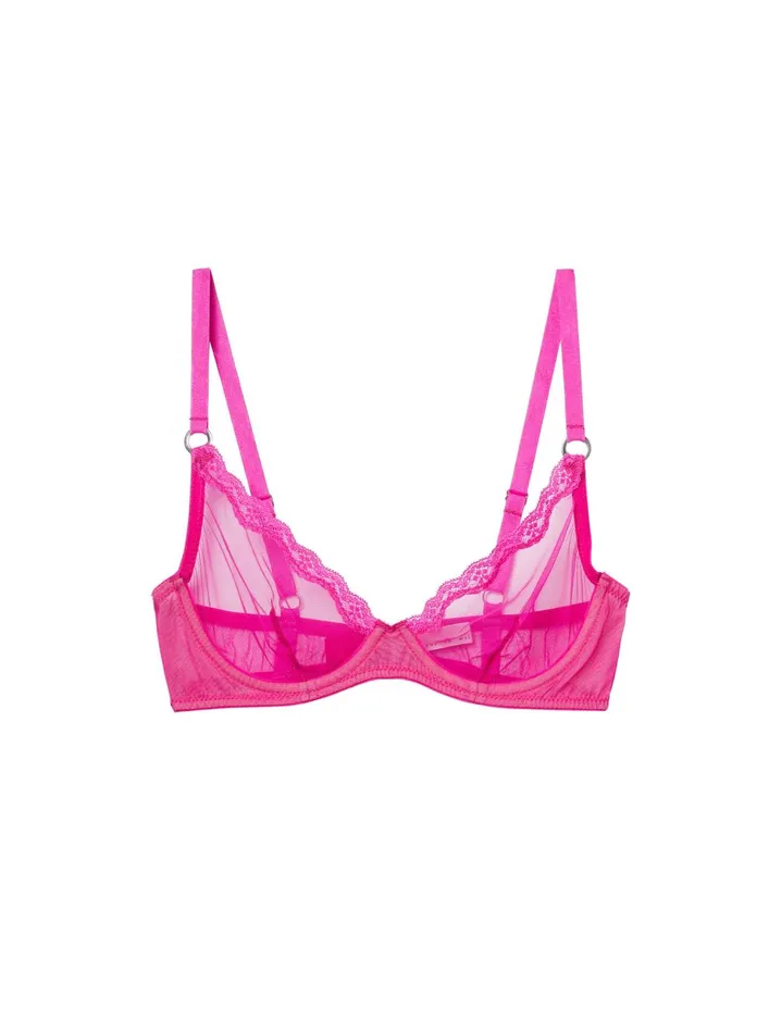 Fleur Du Mal Bras Women Sheer Tulle Demi Bra Wild Pink Fleur Du Mal Bras Women Sheer Tulle Demi Bra Wild Pink