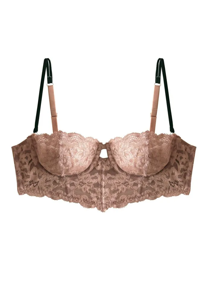 Fleur Du Mal Bustiers and Bra Tops Women Charlotte Longline Bra Tan