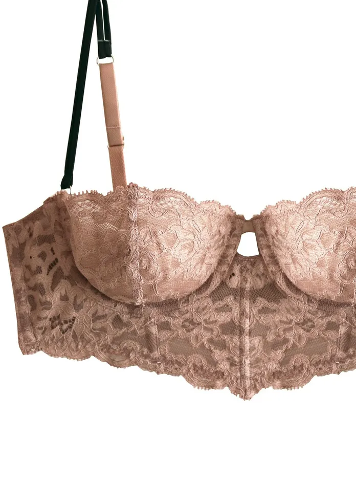 Fleur Du Mal Bustiers and Bra Tops Women Charlotte Longline Bra Tan
