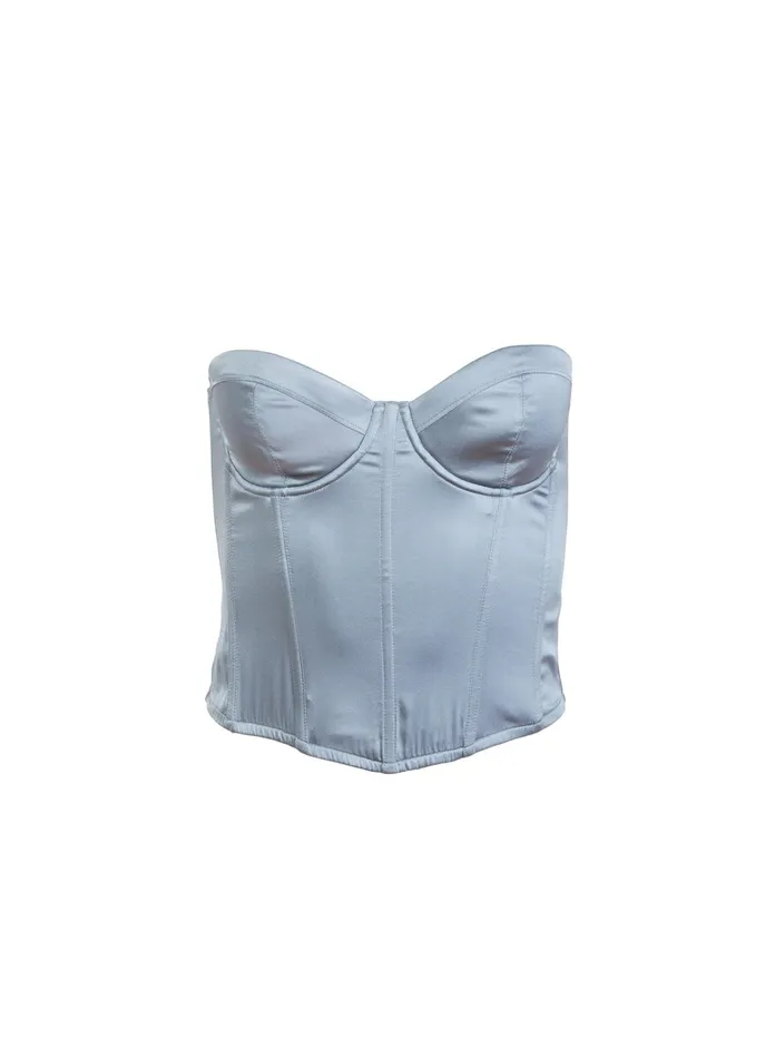 Fleur Du Mal Bustiers and Bra Tops Women Hamptons Bustier Steel Blue Fleur Du Mal Bustiers and Bra Tops Women Hamptons Bustier Steel Blue