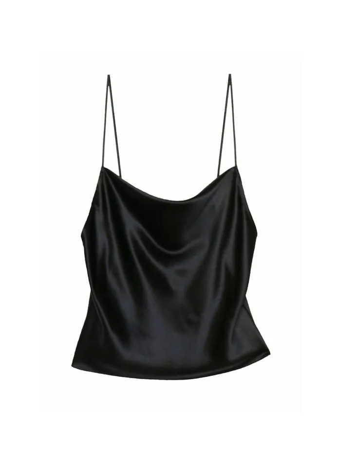 Fleur Du Mal Camis and Tanks Women Cowl Neck Spaghetti Strap Cami Black