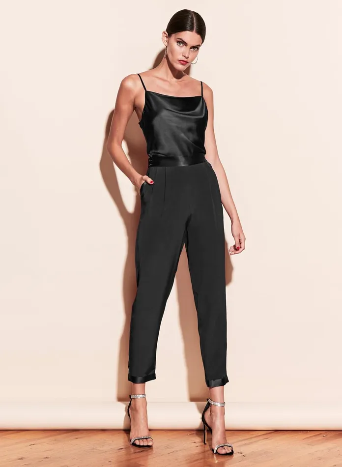 Fleur Du Mal Camis and Tanks Women Cowl Neck Spaghetti Strap Cami Black