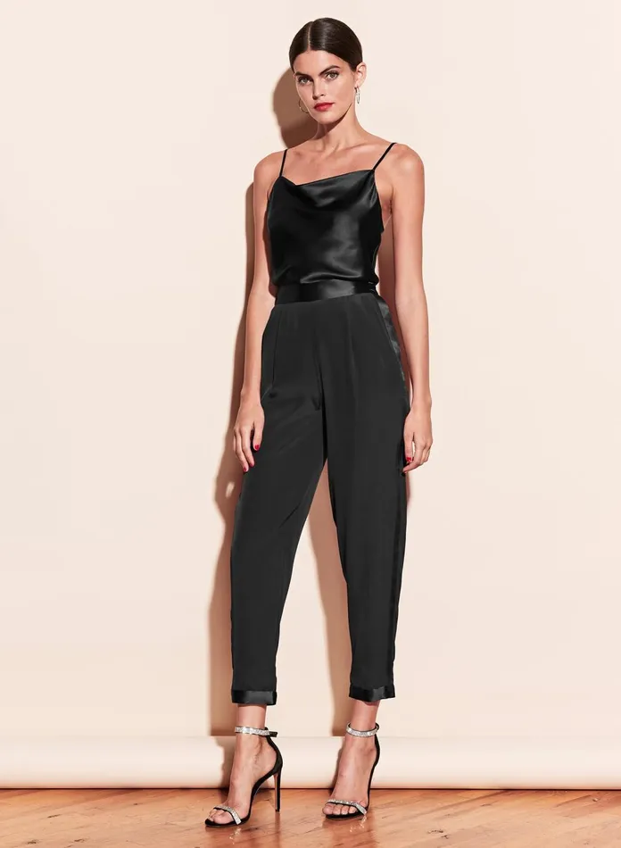 Fleur Du Mal Camis and Tanks Women Cowl Neck Spaghetti Strap Cami Black