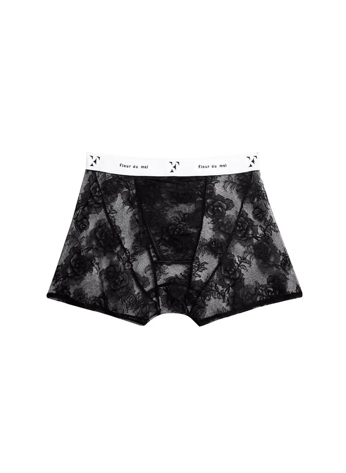 Fleur Du Mal Clothing Men Bouquet Lace Boxer Brief Black Fleur Du Mal Clothing Men Bouquet Lace Boxer Brief Black