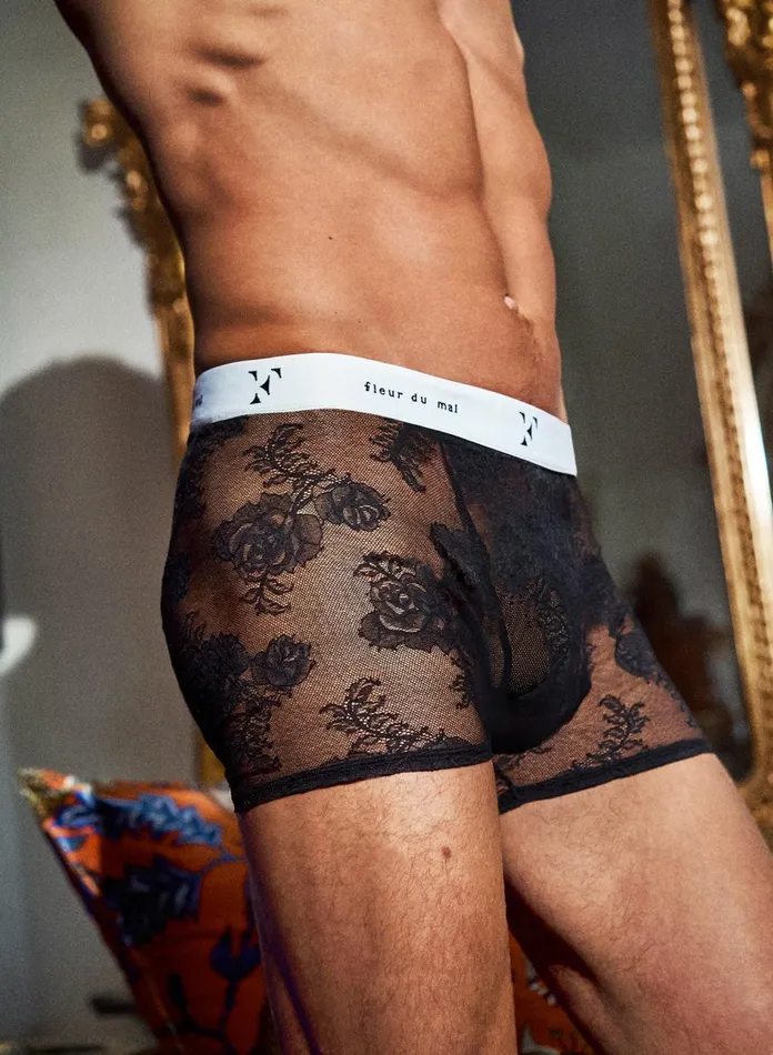 Fleur Du Mal Clothing Men Bouquet Lace Boxer Brief Black Fleur Du Mal Clothing Men Bouquet Lace Boxer Brief Black