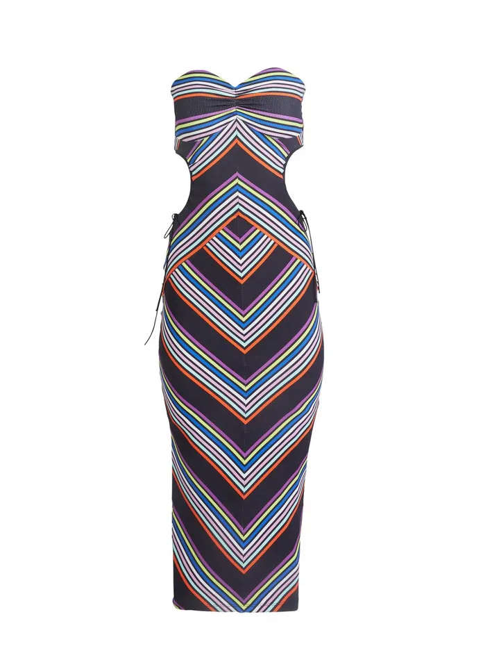Fleur Du Mal Cover Ups Women Striped Chevron Cutout Dress Multicolor Stripe Fleur Du Mal Cover Ups Women Striped Chevron Cutout Dress Multicolor Stripe
