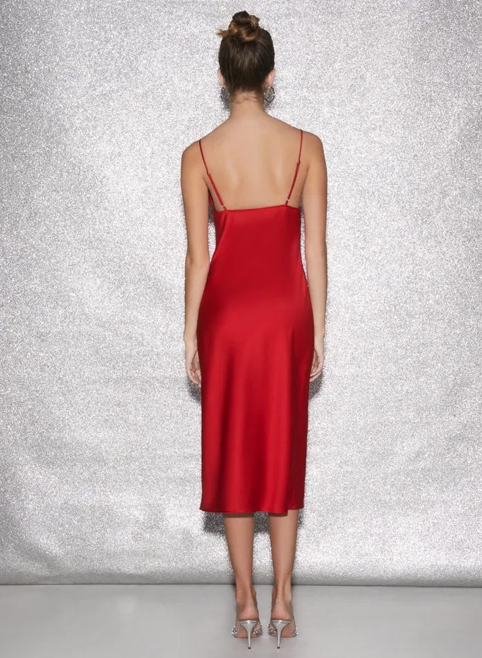 Fleur Du Mal Dresses Women Eco Luxe Keyhole Slip Dress Rouge Fleur Du Mal Dresses Women Eco Luxe Keyhole Slip Dress Rouge