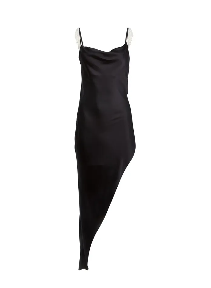 Fleur Du Mal Dresses Women High Leg Cowl Neck Slip With Pearls Black Fleur Du Mal Dresses Women High Leg Cowl Neck Slip With Pearls Black
