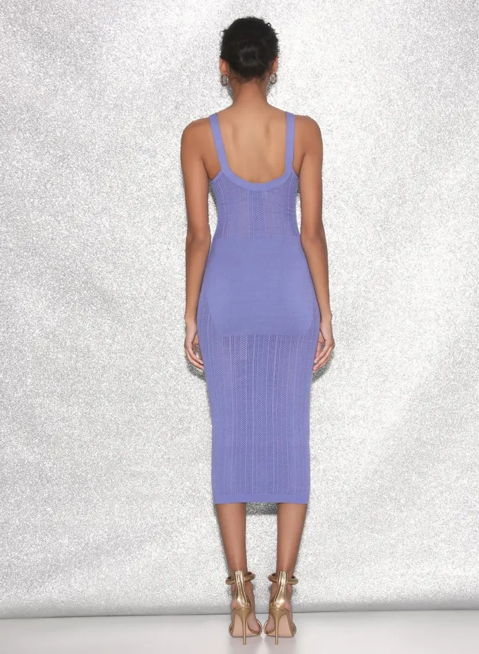 Fleur Du Mal Dresses Women Linear Pointelle Knit Dress Periwinkle Fleur Du Mal Dresses Women Linear Pointelle Knit Dress Periwinkle