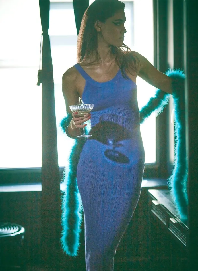 Fleur Du Mal Dresses Women Linear Pointelle Knit Dress Periwinkle Fleur Du Mal Dresses Women Linear Pointelle Knit Dress Periwinkle