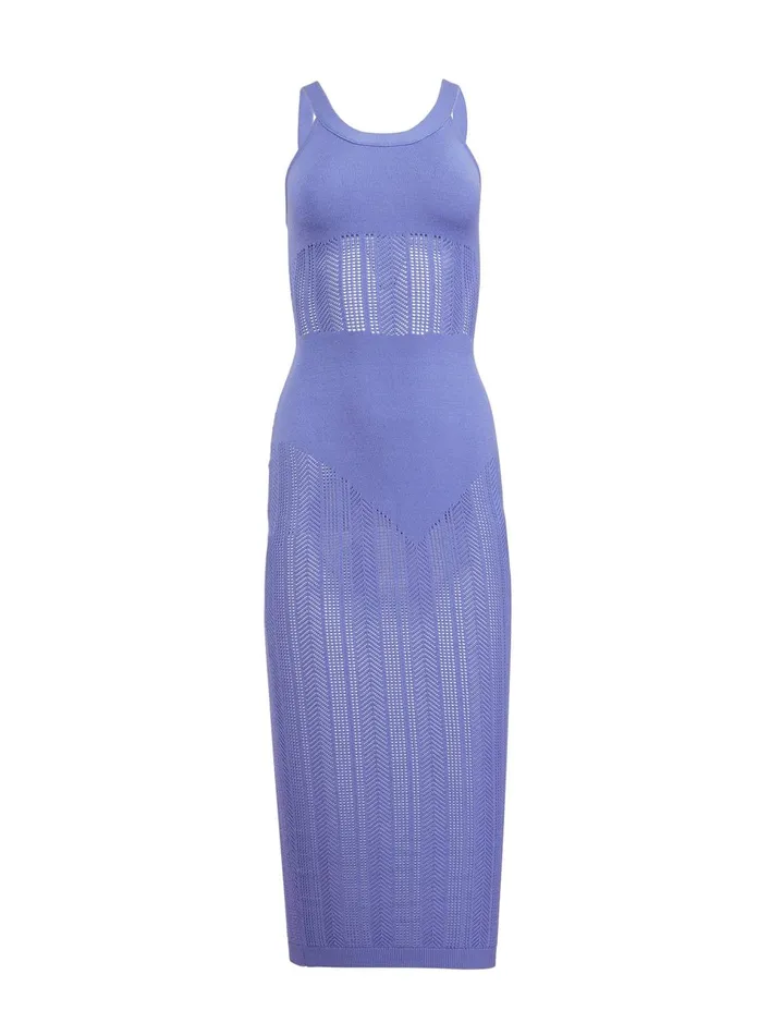 Fleur Du Mal Dresses Women Linear Pointelle Knit Dress Periwinkle Fleur Du Mal Dresses Women Linear Pointelle Knit Dress Periwinkle