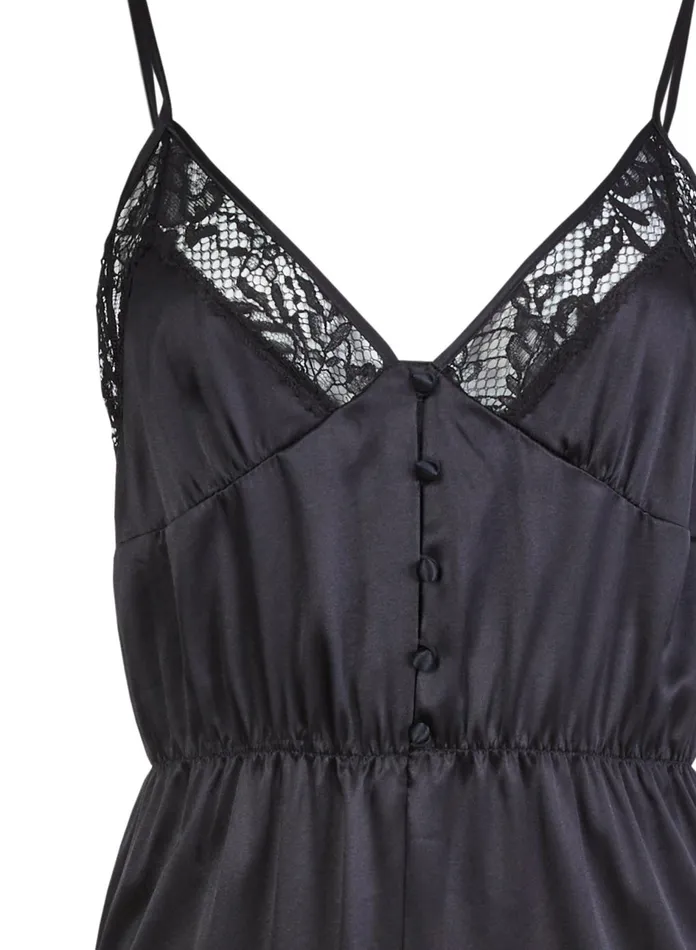 Fleur Du Mal Jumpsuits and Rompers Women Silk And Lace Jumpsuit Black