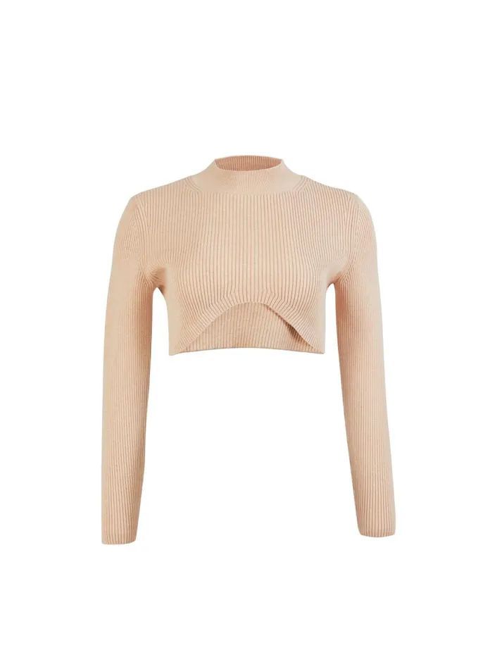 Fleur Du Mal Knitwear Women Knit Cropped Turtleneck Oatmeal Fleur Du Mal Knitwear Women Knit Cropped Turtleneck Oatmeal