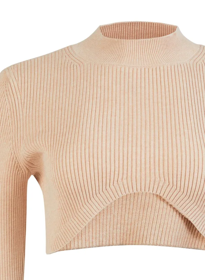 Fleur Du Mal Knitwear Women Knit Cropped Turtleneck Oatmeal Fleur Du Mal Knitwear Women Knit Cropped Turtleneck Oatmeal