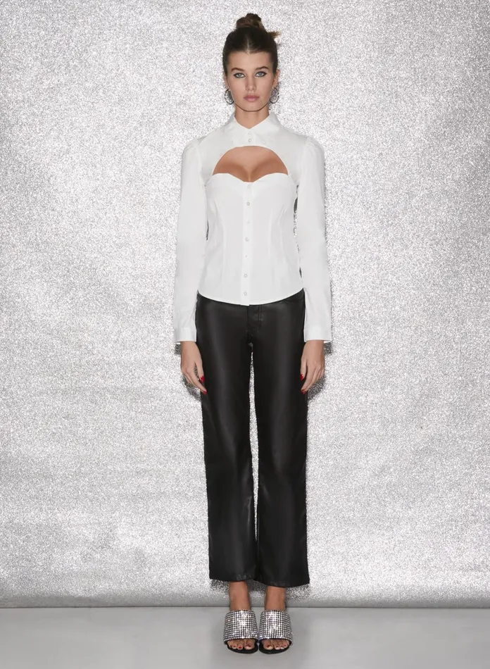 Fleur Du Mal Long Sleeve Women Bella Shirt Ivory Fleur Du Mal Long Sleeve Women Bella Shirt Ivory